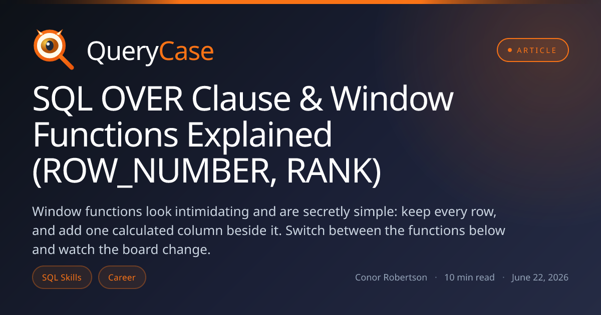 SQL OVER Clause & Window Functions Explained (ROW_NUMBER, RANK) | QueryCase